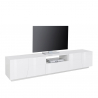 Meuble TV mural de salon moderne 220x43cm blanc brillant Fergus Remises