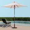 Ombrellone da giardino terrazzo in legno palo centrale 200x150cm Ormond Vendita
