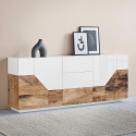 Sideboard Wohnzimmer 220x40 cm 4 Türen 3 Schubladen Küche Mavis Wood Lagerbestand