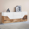 Sideboard Wohnzimmer 220x40 cm 4 Türen 3 Schubladen Küche Mavis Wood Lagerbestand