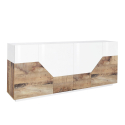 Weißes Holz-Sideboard 4 Fächer 200x43cm Wohnzimmermöbel Küche Hariett Wood Angebot