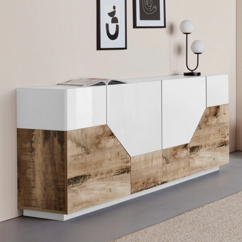 Madia moderna in legno per soggiorno cucina Diside Wood