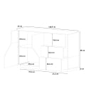 Weiße Anrichte 140x43 cm Wohnzimmer Küche 2 Türen 3 Schubladen Mira Eigenschaften