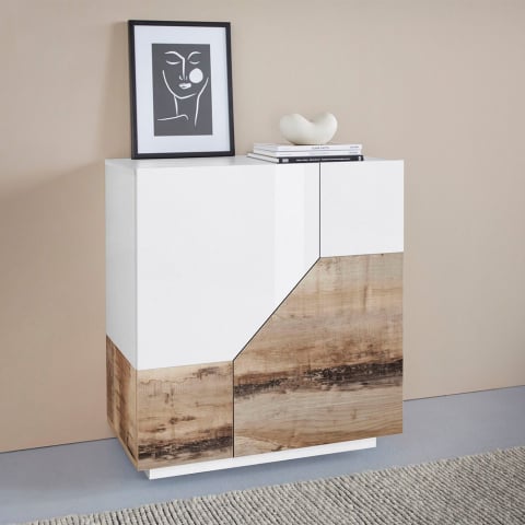 Sideboard Anrichte 80x43cm 2 Fächer Wohnzimmer Küche modernes Zimmer Adara Holz Aktion