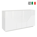 Sideboard 160x43cm 4 Fächer Küchenschrank Wohnzimmer Design Weiß Sein Verkauf