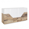 Sideboard Wohnzimmer 160x43cm 4 Fächer Küche Weiß Holz His Wood Angebot