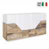 Sideboard Wohnzimmer 160x43cm 4 Fächer Küche Weiß Holz His Wood Verkauf