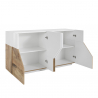 Sideboard Wohnzimmer 160x43cm 4 Fächer Küche Weiß Holz His Wood Rabatte