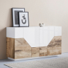 Sideboard Wohnzimmer 160x43cm 4 Fächer Küche Weiß Holz His Wood Katalog