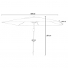 Parasol droit de jardin terrasse 3x2 rectangulaire Rios Dimensions