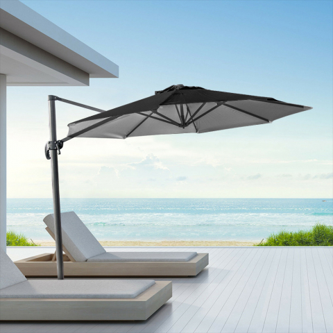 Aluminium-Gartenschirm mit dezentraler Stange für Haus 3x3m Paradise Noir