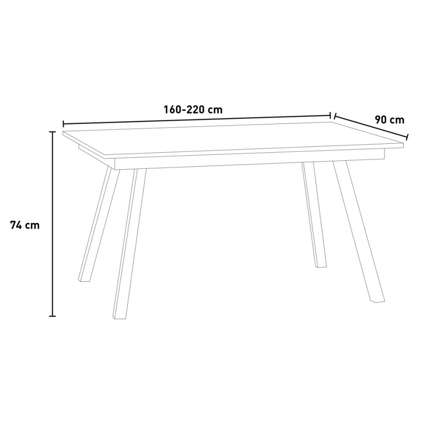 Mirhi Long Tavolo da pranzo cucina allungabile 90x160-220cm bianco design