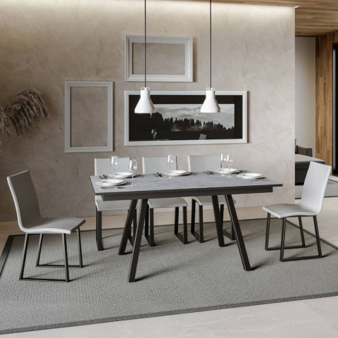 Ausziehbarer Esstisch grau 90x160-220cm Küche Mirhi Long Concrete