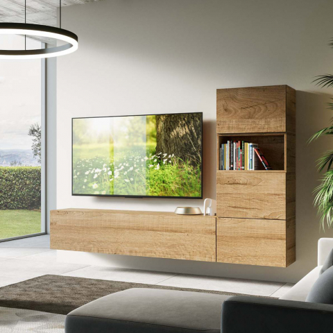 Wohnzimmer TV-Wandschrank 3 Wandschränke Holz modernes Design A09 Aktion