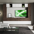 Parete attrezzata moderna porta TV soggiorno sospesa legno bianco A105 Promozione