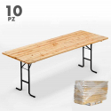 Set 10 Tische aus Holz für Biergarnitur 220x80 Feste Garten Angebot