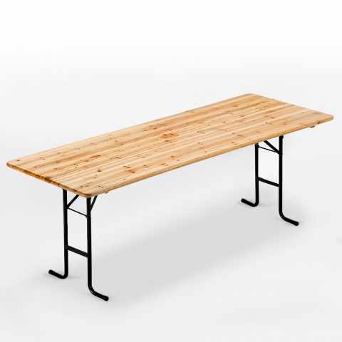 Set 10 Tische aus Holz für Biergarnitur 220x80 Feste Garten