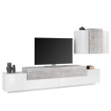 Wohnwand Wohnzimmer Hängeschrank TV-Möbel Weiß Grau Corona Angebot