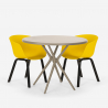 Set tavolo design rotondo 80cm beige 2 sedie Oden Misure