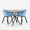 Set 2 Design Stühle quadratischer Tisch schwarz 70x70cm Navan Black Maße