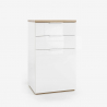 Schubladenschrank Weiß Glänzend mit 2 Schubladen 1 Tür Sockel aus Naturbelassen Eichenholz Sales