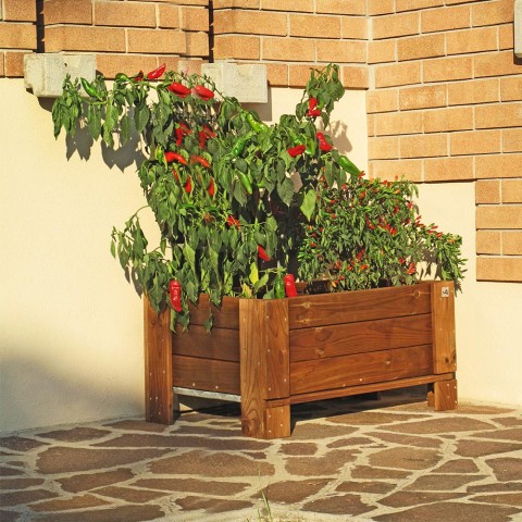 Fioriera a terra giardino esterno in legno balcone terrazzo 81x64x40cm Promozione