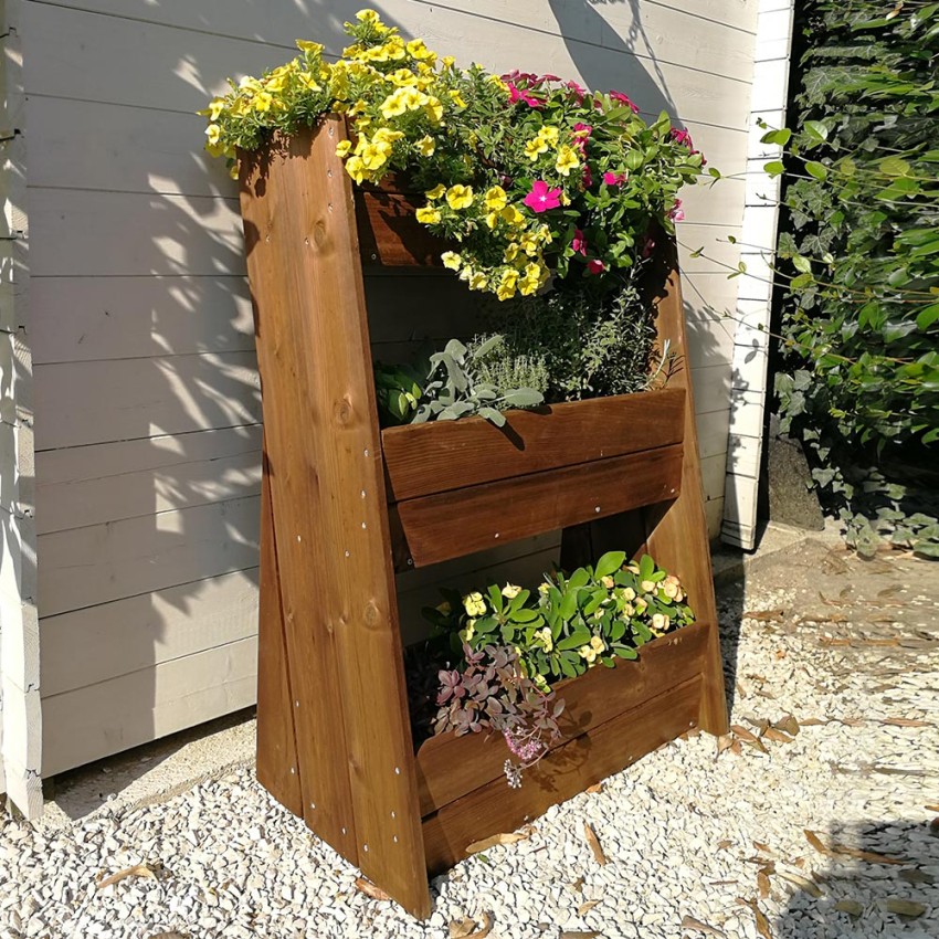 Ortolegno Schräg Hochbeet für Pflanzen Balkon Garten 67x46x100cm Aktion