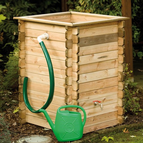Gartenbrunnen aus Holz zum Sammeln von Regenwasser Tank 450 Liter