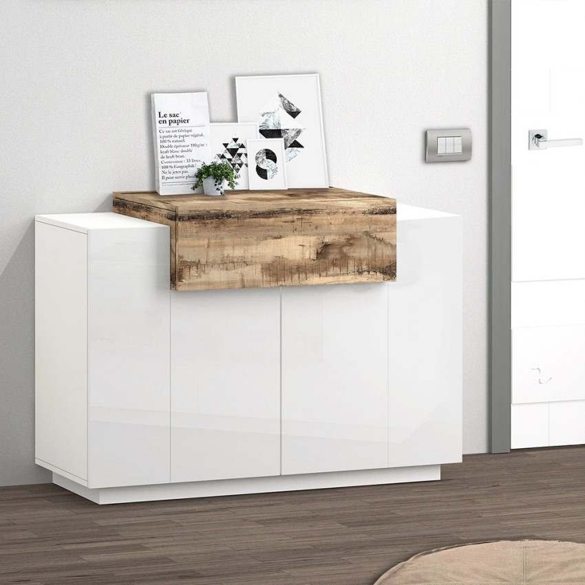 Moderne Küchen- und Wohnzimmerschrank weiß Holz Coro Bata Acero Aktion Moderne Küchen- und Wohnzimmerschrank weiß Holz Coro Bata Acero Aktion