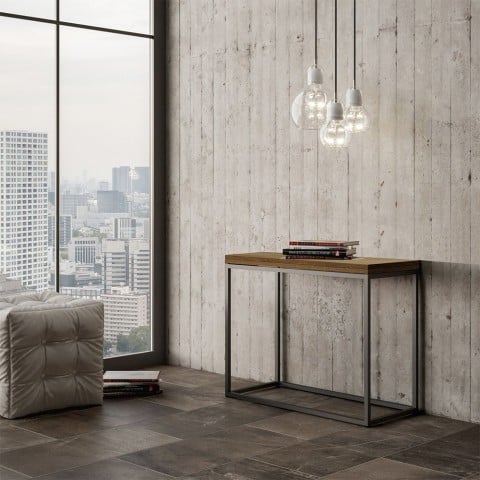 Consolle allungabile tavolo moderno 90x45-90cm legno Nordica Libra Oak Promozione