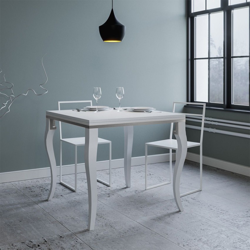 Tavolo da pranzo allungabile 90x90-180cm bianco classico Olanda Libra