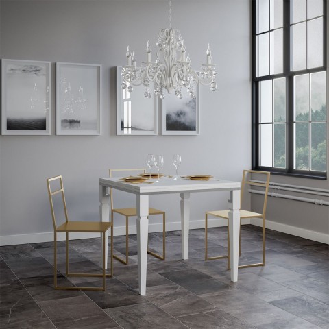 Ausziehbarer Tisch 90x90-180cm klassisch Weiß Küche Impero Libra
