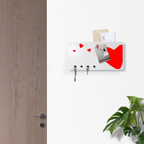 Moderner magnetischer Whiteboard Organizer Wandschlüsselhalter Heart
