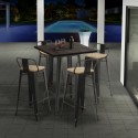tavolino alto Lix per sgabelli industrial metallo acciaio e legno 60x60 welded Stock