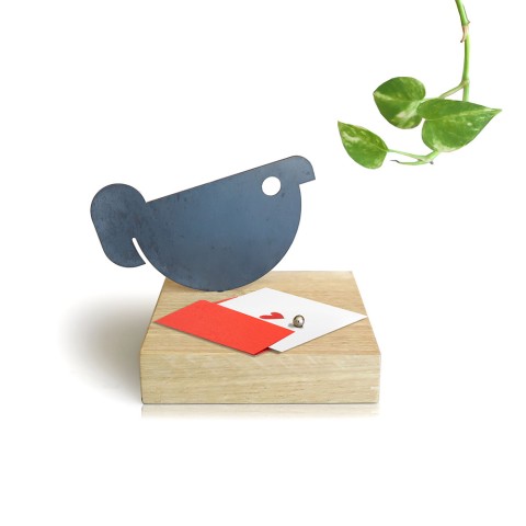 Schreibtisch Magnet Briefbeschwerer aus Holz Eisen Uccellino Messaggero