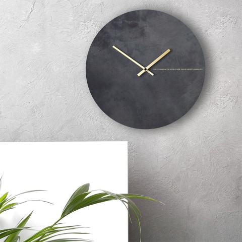 Horloge murale or noir design moderne minimal rond Black Moon Promotion