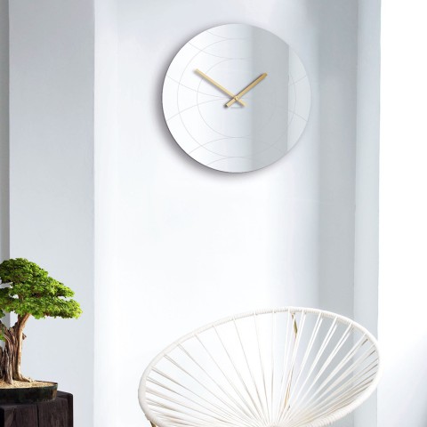 Wandspiegel Uhr modernes Design rund gold Elegance Aktion