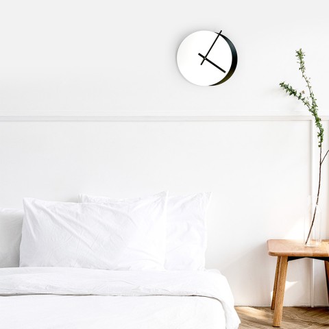 Orologio da parete design moderno minimal rotondo bianco nero Eclissi Promozione