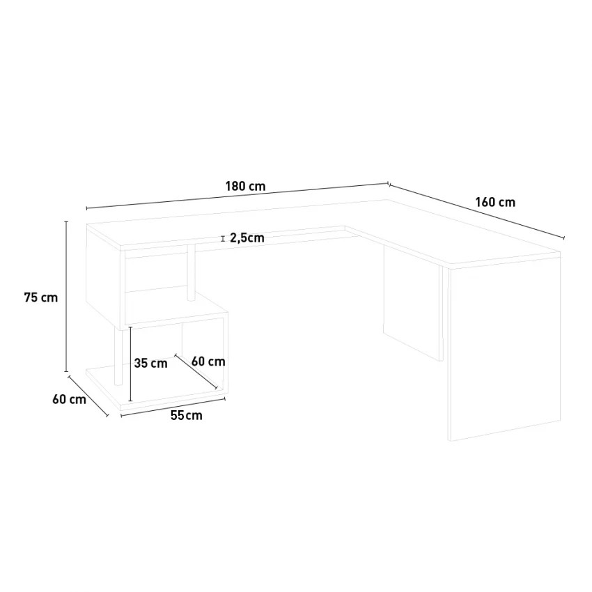 Bureau d'angle Corner (petit) - chêne/blanc Moderne, Design