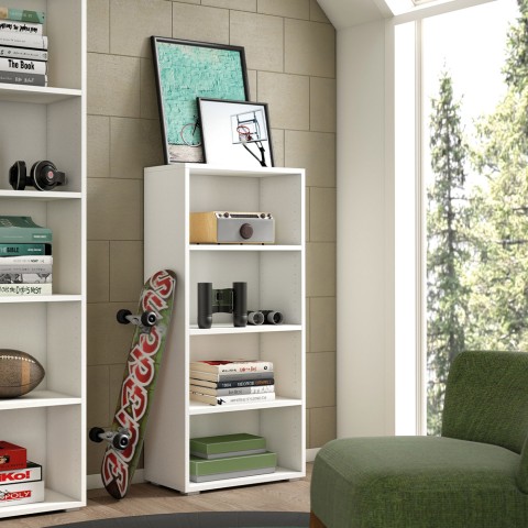 Modernes Design Bücherregal mit 4 Fächern Büro Arbeitszimmer Wohnzimmer Weiß