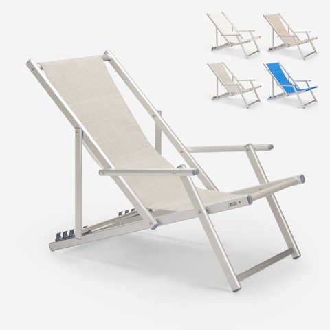 Chaise longue de plage avec accoudoirs en aluminium Riccione Gold Lux Promotion