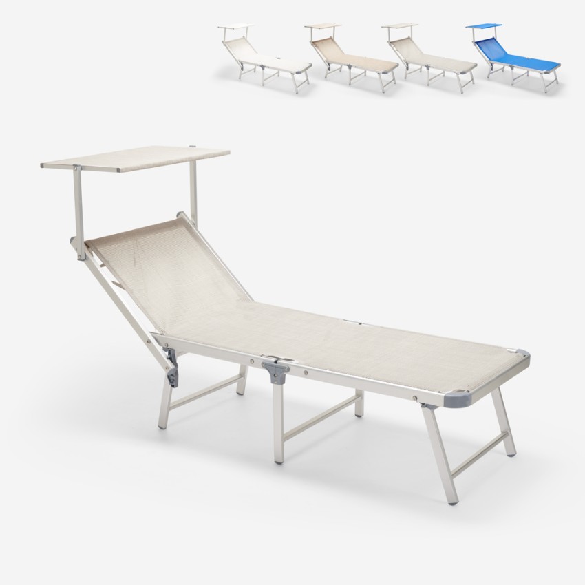 Bain de soleil de jardin transat piscine pliant en aluminium Gabicce Gold Bain de soleil de jardin transat piscine pliant en aluminium Gabicce Gold
