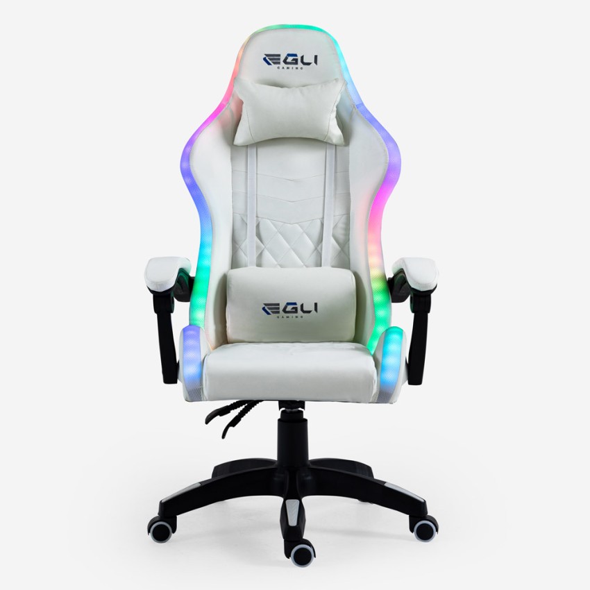 Pixy Plus weiß Gaming-Stuhl LED-Massage Liegestuhl ergonomischer Stuhl