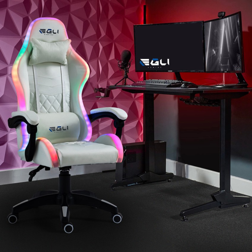 Pixy weiß gaming stuhl LED recliner ergonomische kissen